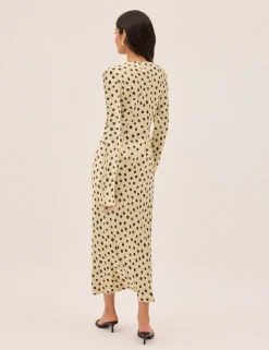 Satin Polka Dot Square Neck Bodycon Dress