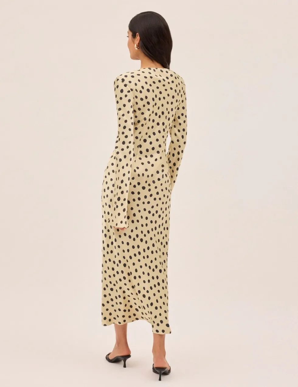 Satin Polka Dot Square Neck Bodycon Dress