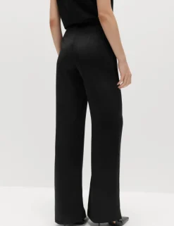 Satin Pull On Flared Trousers