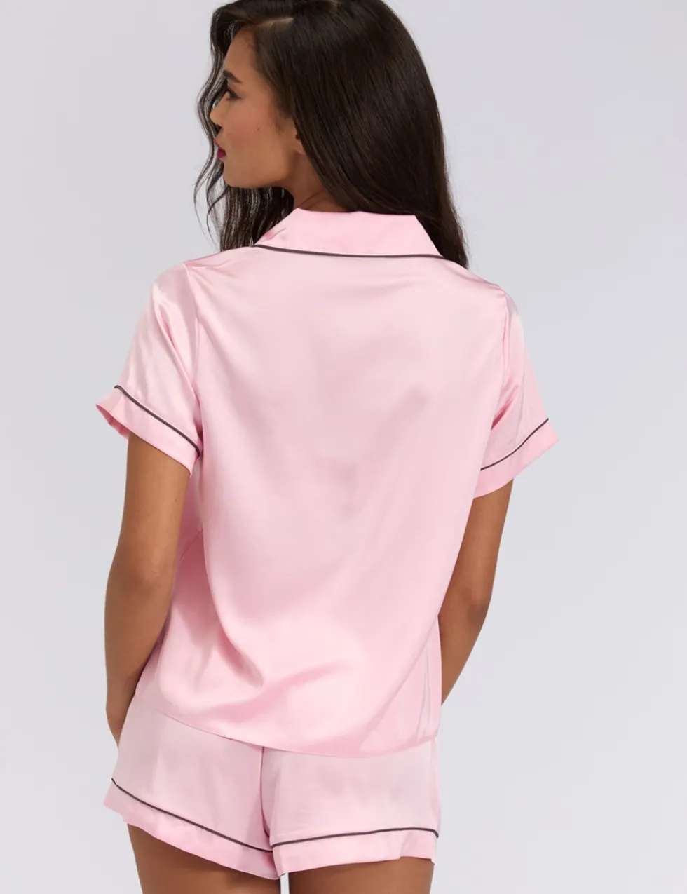 Satin Revere Collar Short Sleeve Pyjama Top