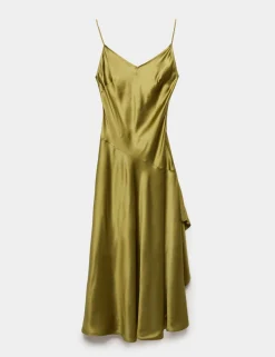 Satin Ruffle Maxi Slip Dress
