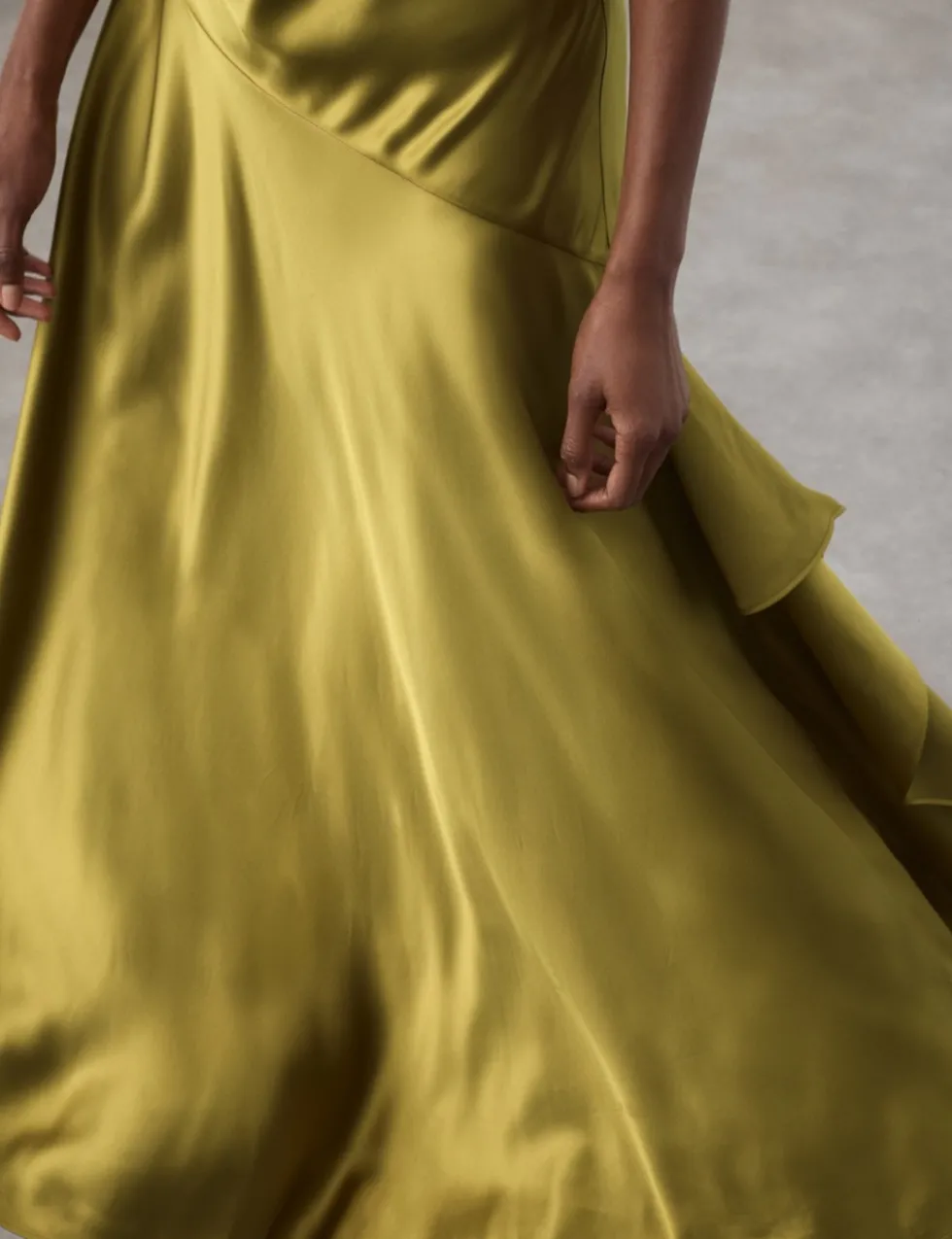 Satin Ruffle Maxi Slip Dress