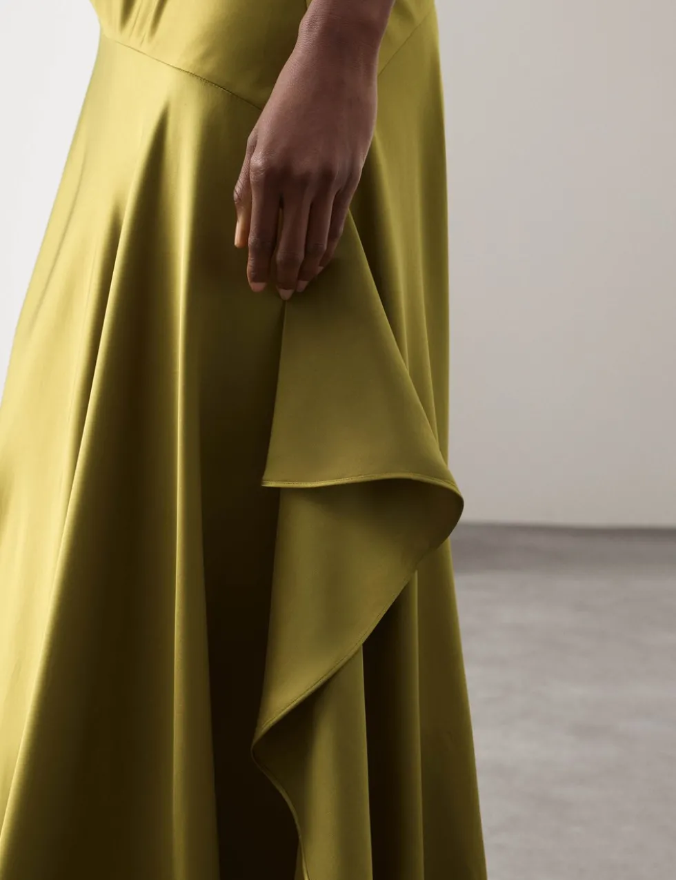 Satin Ruffle Maxi Slip Dress