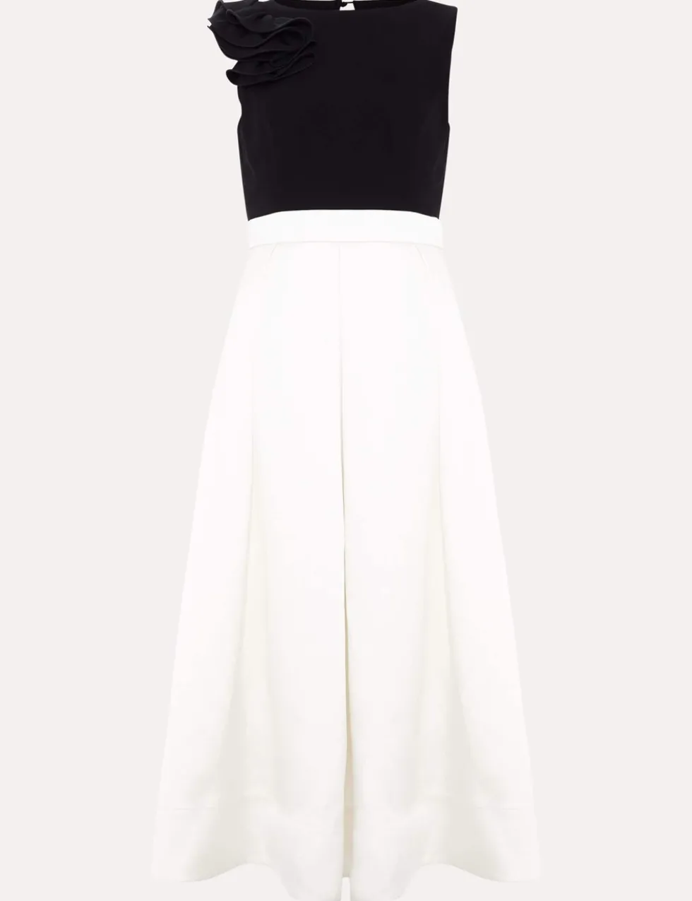 Satin Ruffle Midi Skater Dress