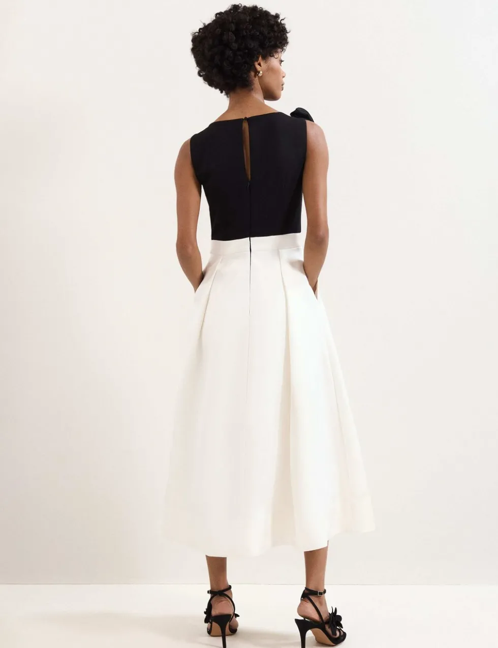 Satin Ruffle Midi Skater Dress