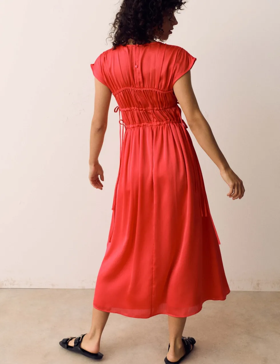 Satin Smock Detail Midaxi Dress