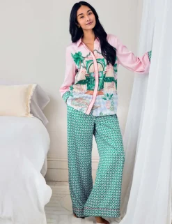 Satin The Clubhouse Print Long Pyjama Set