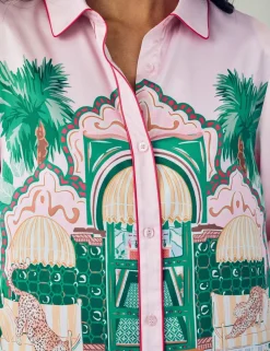 Satin The Clubhouse Print Long Pyjama Set