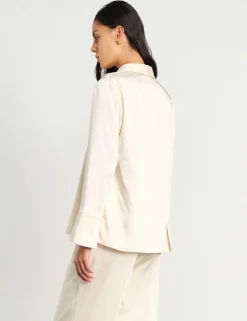 Satin Tie Front Collared Shirt