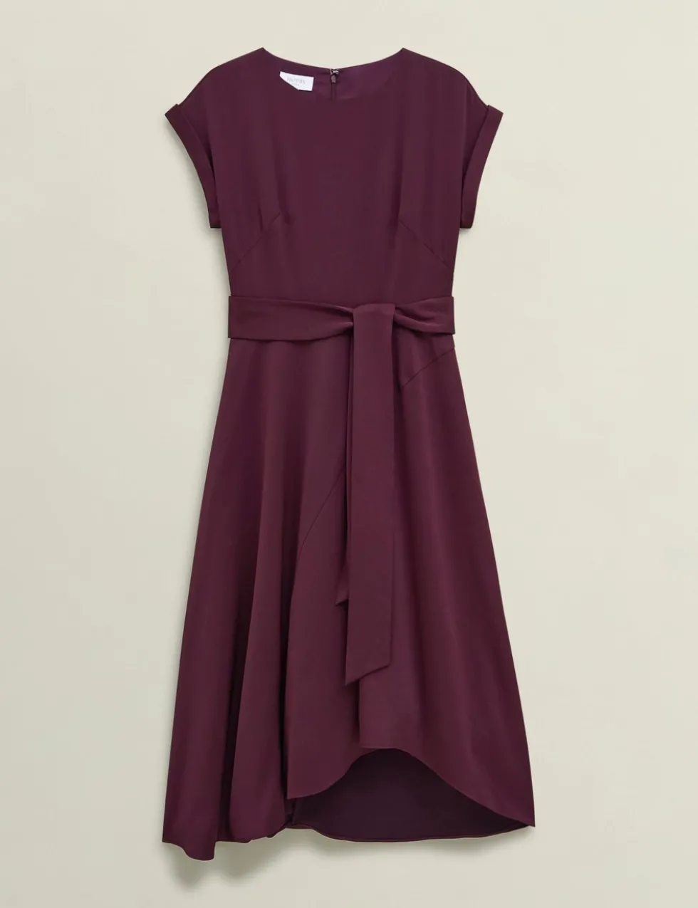 Satin Tie Waist Knee Length Skater Dress