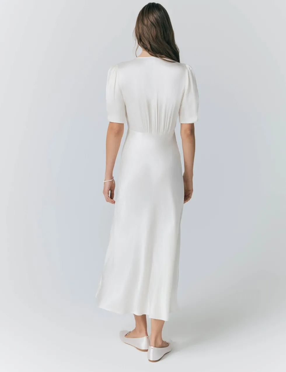 Satin V-Neck Button Through Midaxi Tea Dress