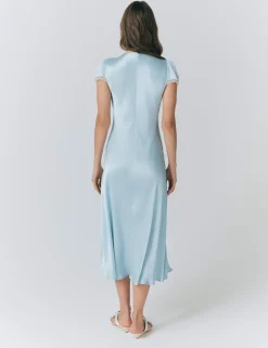 Satin V-Neck Midaxi Tea Dress