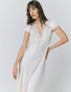 Satin V-Neck Midaxi Tea Dress