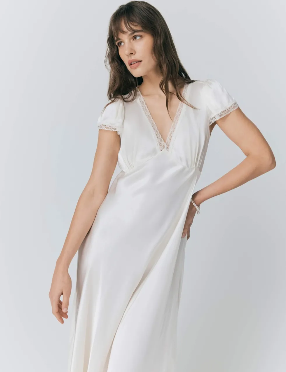 Satin V-Neck Midaxi Tea Dress