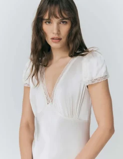 Satin V-Neck Midaxi Tea Dress
