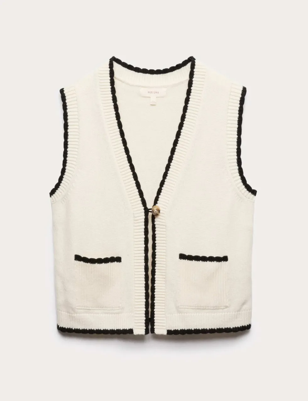 Scallop Edge Detail Knitted Tabard With Wool