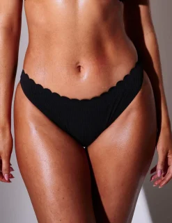 Scallop High Leg Bikini Bottoms