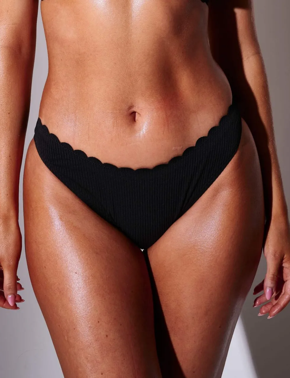 Scallop High Leg Bikini Bottoms