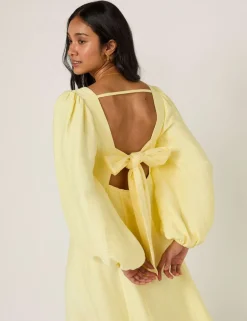 Scoop Neck Bow Detail Midi Smock Dress