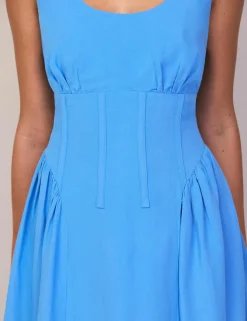 Scoop Neck Midaxi Skater Dress with Linen