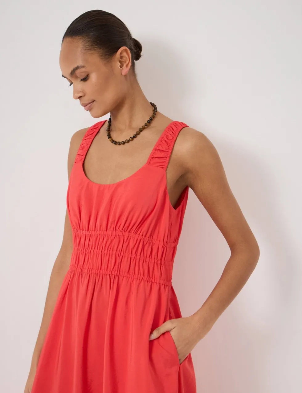 Scoop Neck Midi Waisted Dress