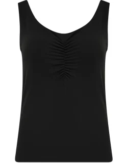 Scoop Neck Ruched Hidden Support Non Wired Vest Top