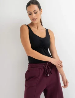 Scoop Neck Ruched Hidden Support Non Wired Vest Top