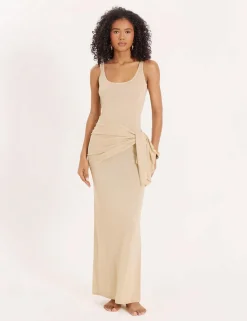 Scoop Neck Wrap Waist Maxi Slip Dress