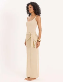 Scoop Neck Wrap Waist Maxi Slip Dress