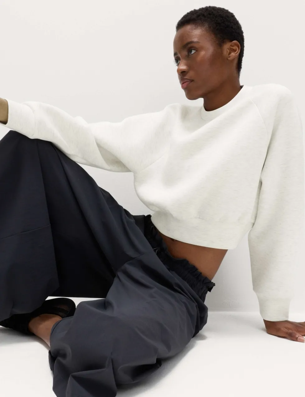 Scuba Crew Neck Relaxed Crop Sweatshirt