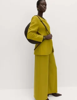 Sculpted Waisted Collarless Tailored Jacket