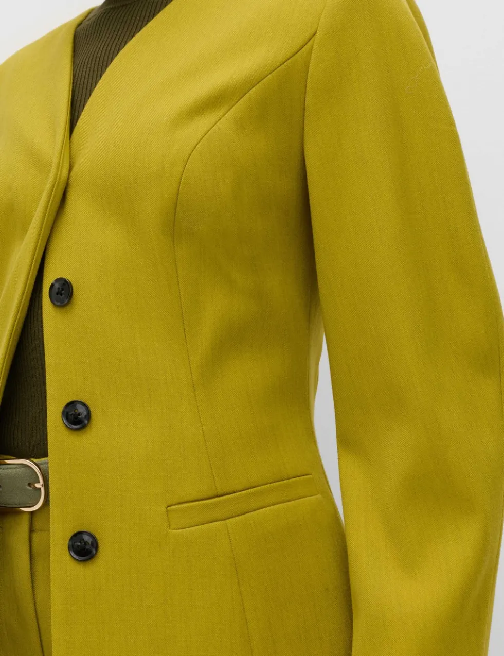 Sculpted Waisted Collarless Tailored Jacket