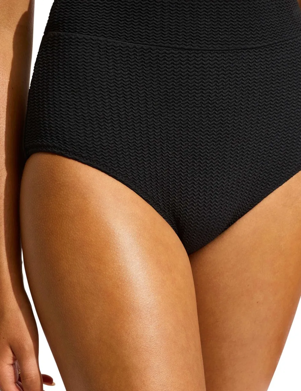 Sea Dive Textured High Waisted Bikini Bottoms