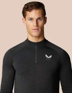 Seam Free Half Zip Funnel Neck Sweatshirt