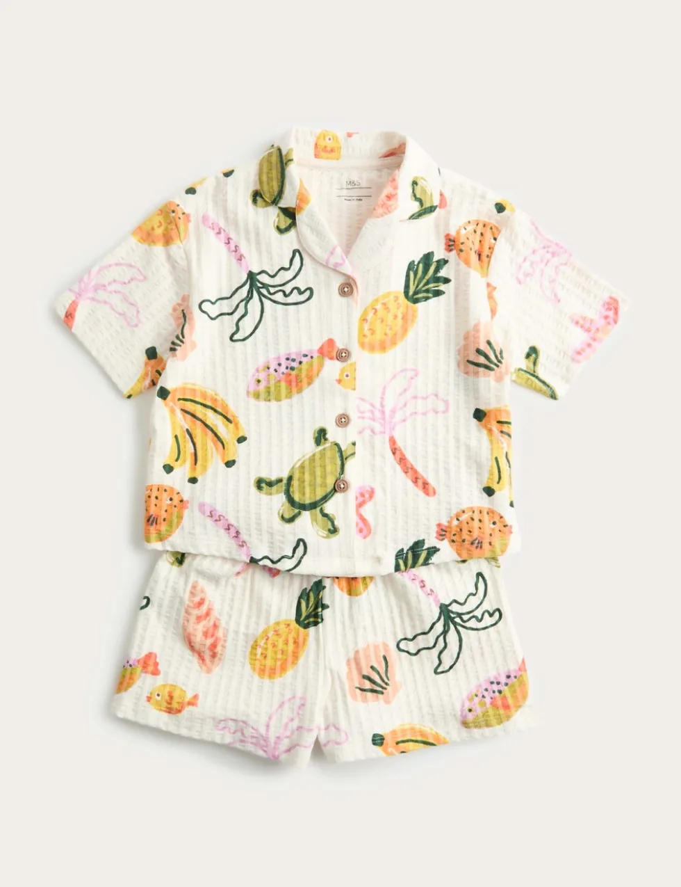 Seersucker Patterned Revere Pyjama (1-8 Yrs)