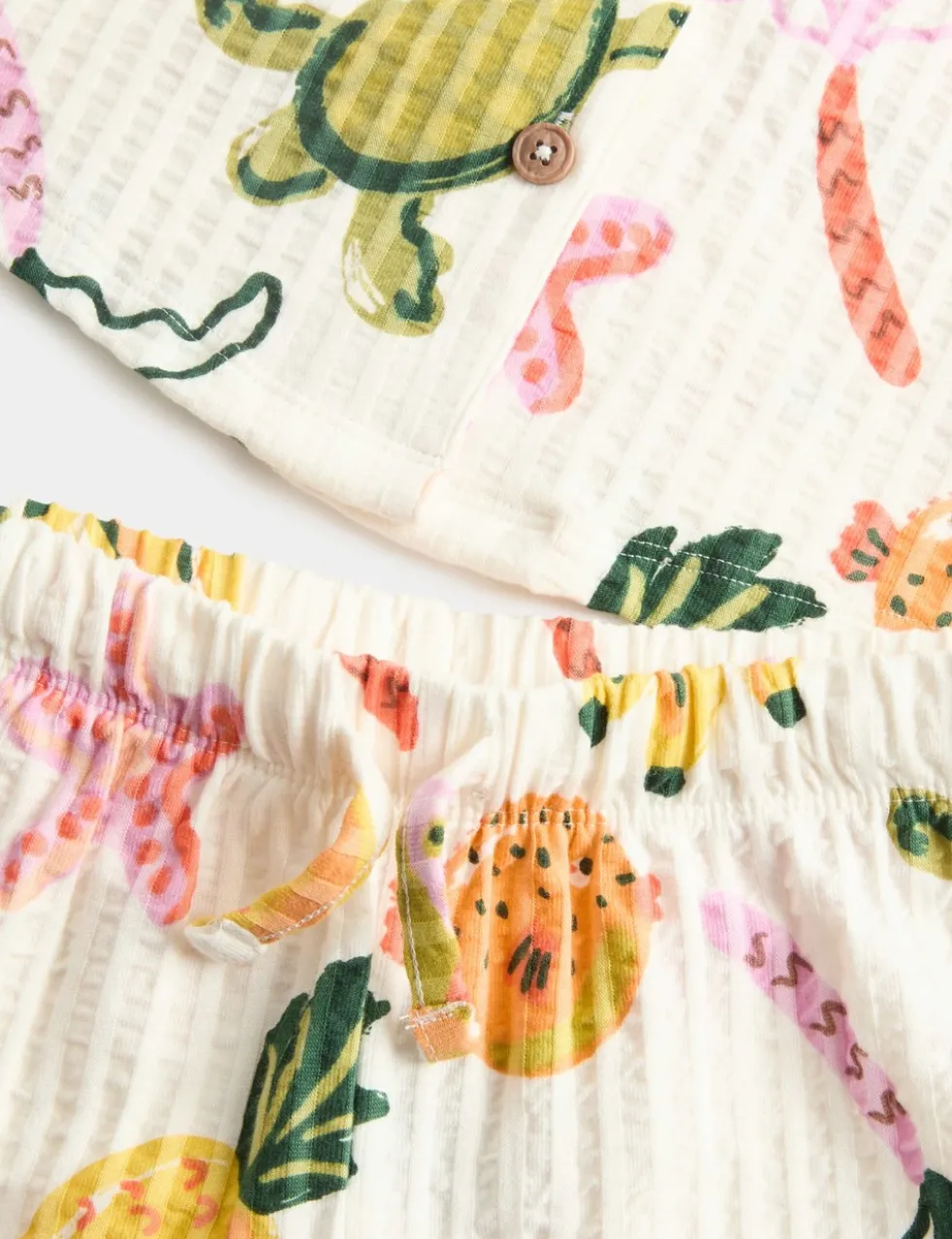 Seersucker Patterned Revere Pyjama (1-8 Yrs)