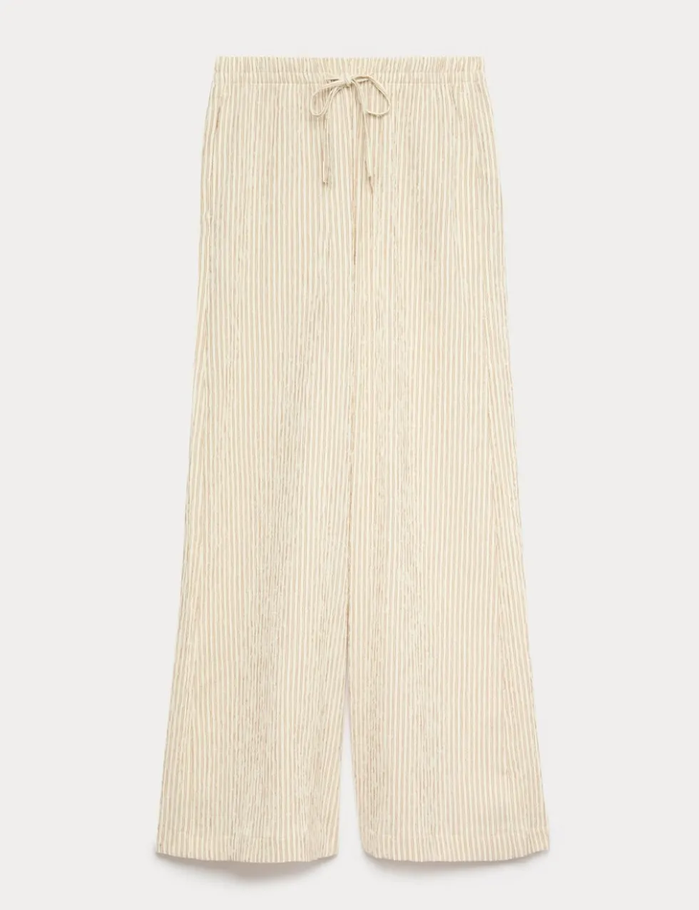 Seersucker Pull On Wide Leg Trousers