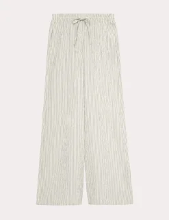 Seersucker Pull On Wide Leg Trousers
