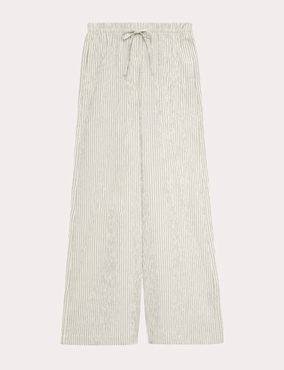 Seersucker Pull On Wide Leg Trousers