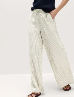 Seersucker Pull On Wide Leg Trousers