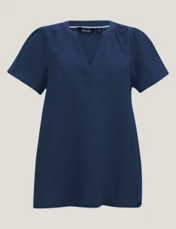 Selen Pure Cotton V-Neck Popover Blouse
