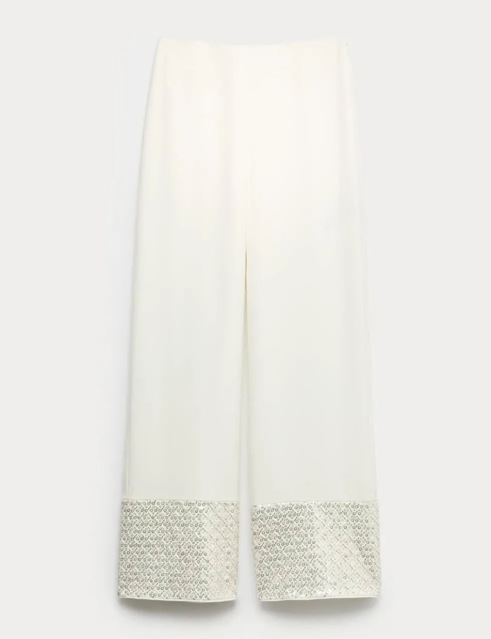 Sequin Embellished Hem Straight Leg Trousers