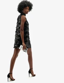 Sequin High Neck Mini Swing Dress