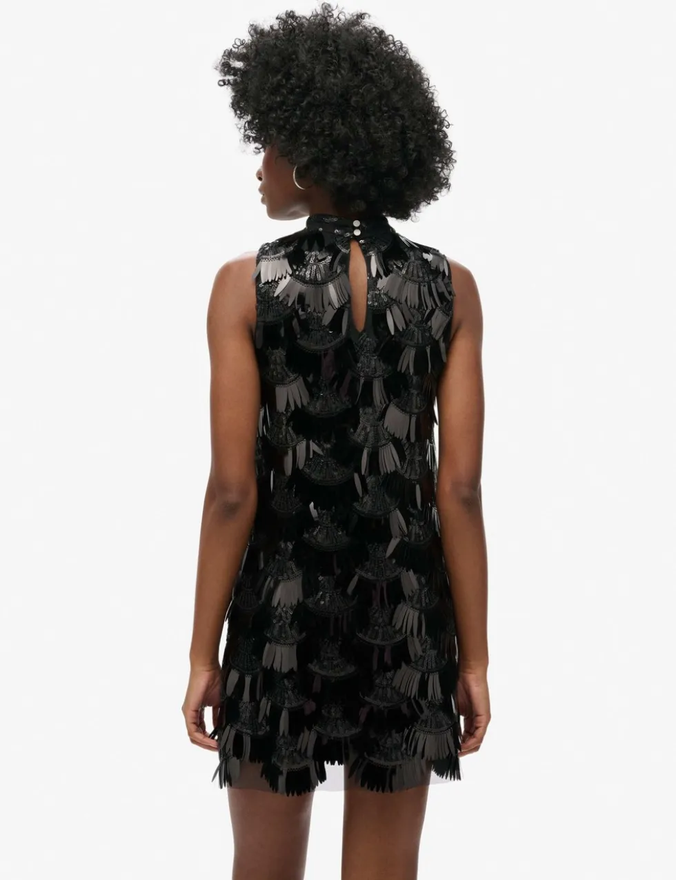 Sequin High Neck Mini Swing Dress