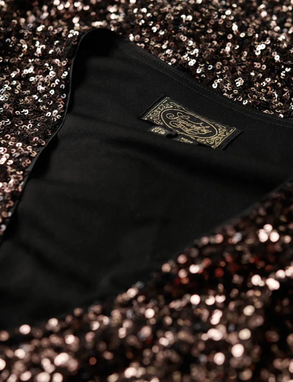 Sequin V-Neck Mini Wrap Dress