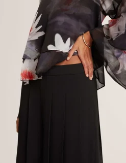 Sheer Pleated Wide Leg Trousers