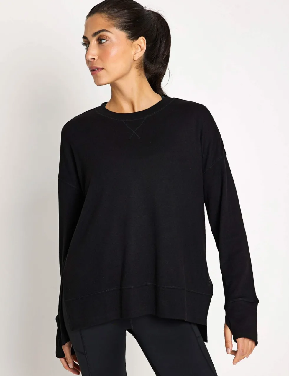 Shelby Crew Neck Step Hem Relaxed Sweat-shirt