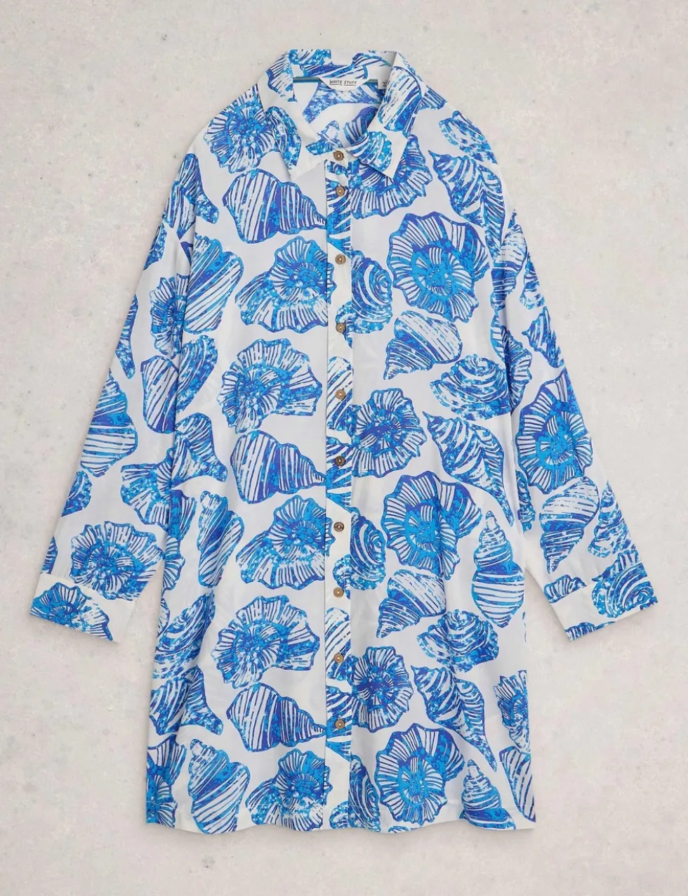 Shell Print Beach Cover Up Shirt