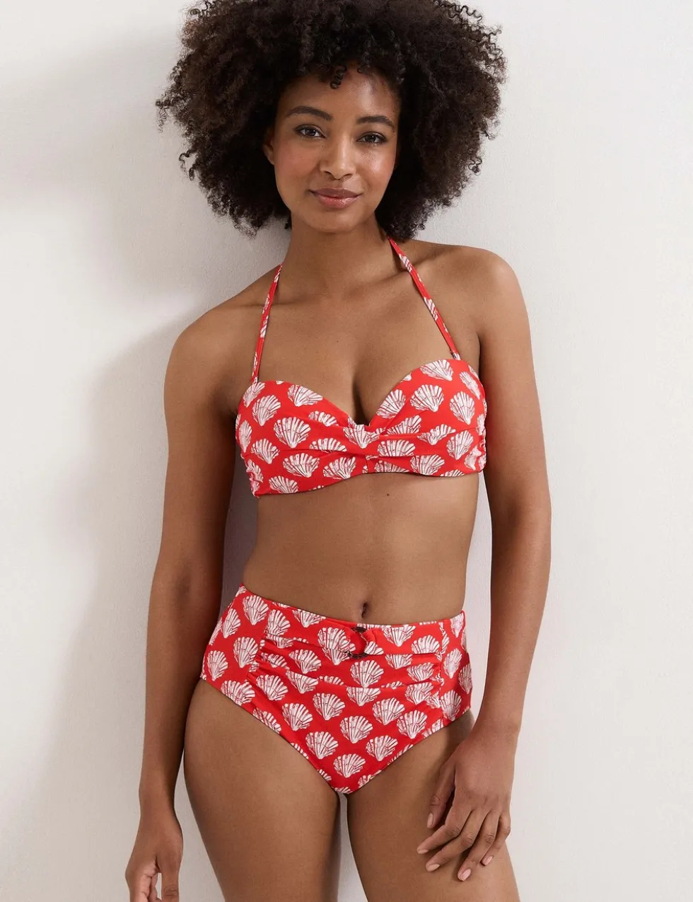Shell Print High Waisted Bikini Bottoms