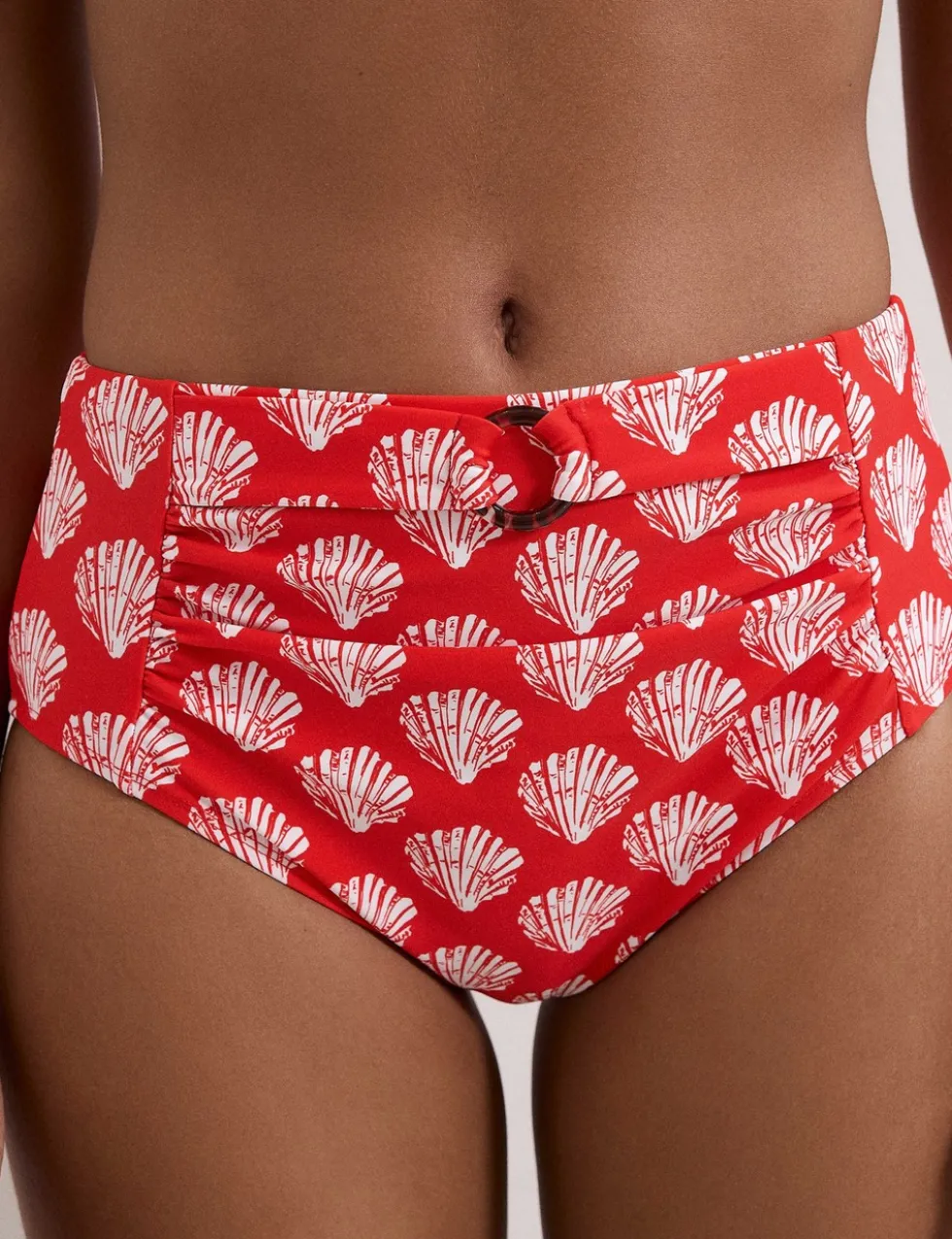 Shell Print High Waisted Bikini Bottoms